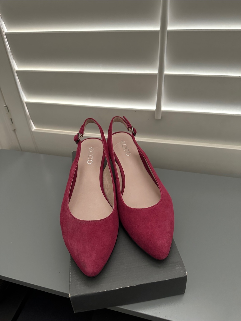 Ecco Women's Magenta Suede Pointed Slingback Flats